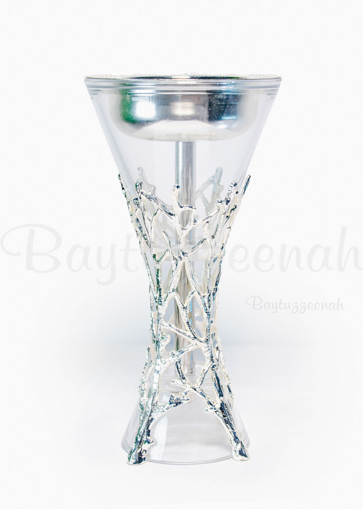 GLASS AND SILVER INCENSE BURNER